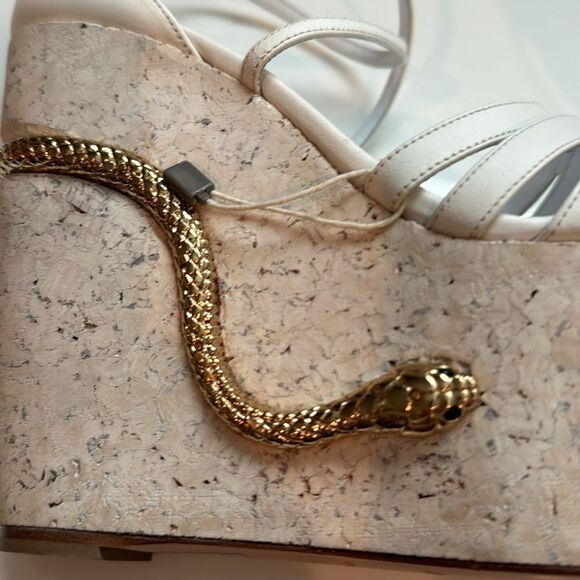 Roberto Cavalli White Platform Wedge with Gold Snake Detail - Picture 10 of 10